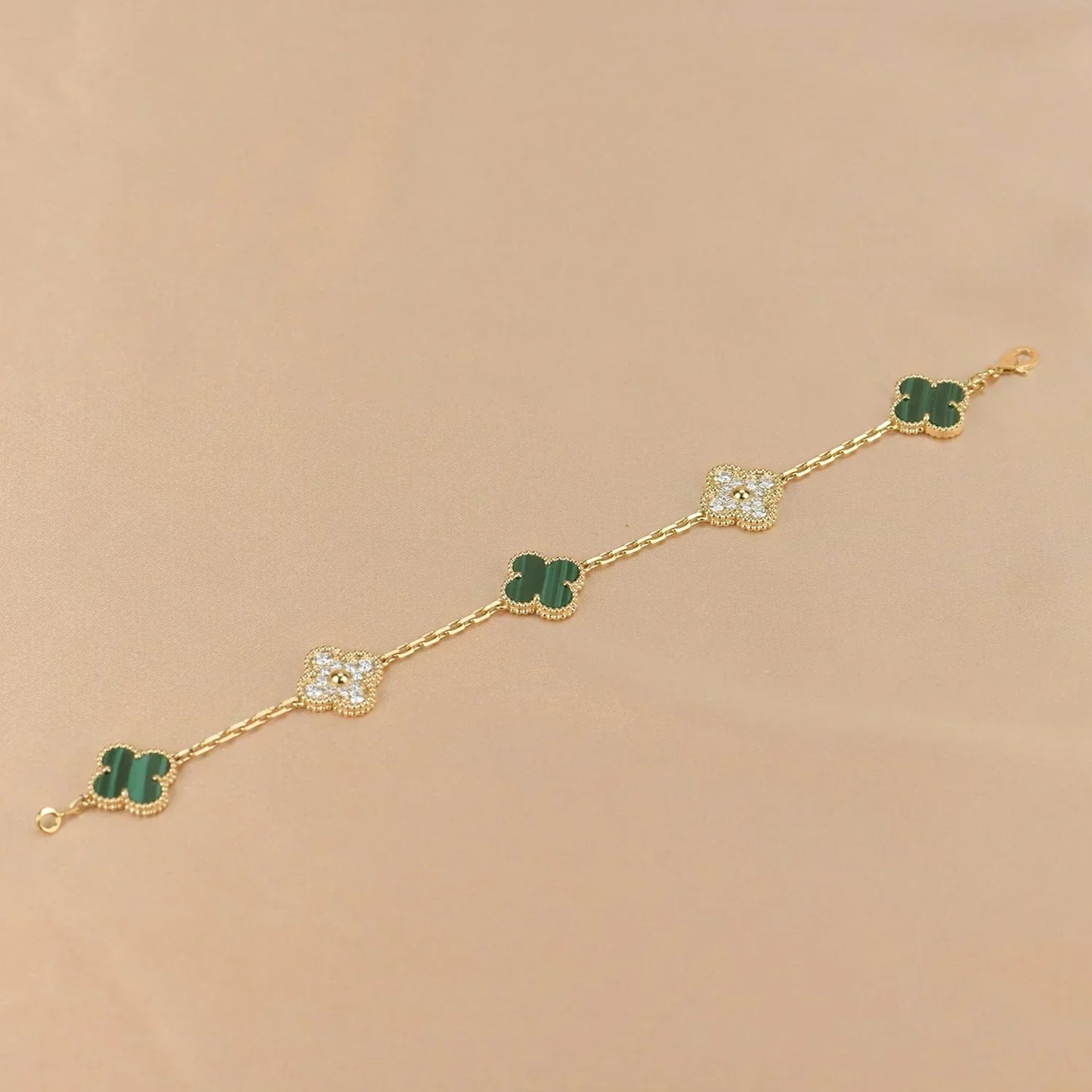[Glow Jewelry] CLOVER 5 MOTIF MALACHITE BRACELET COLLECTION