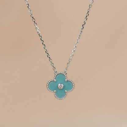 ¡®Glow Jewelry¡¯CLOVER 15MM DIAMOND SVRES PORCELAIN  NECKLACE SILVER