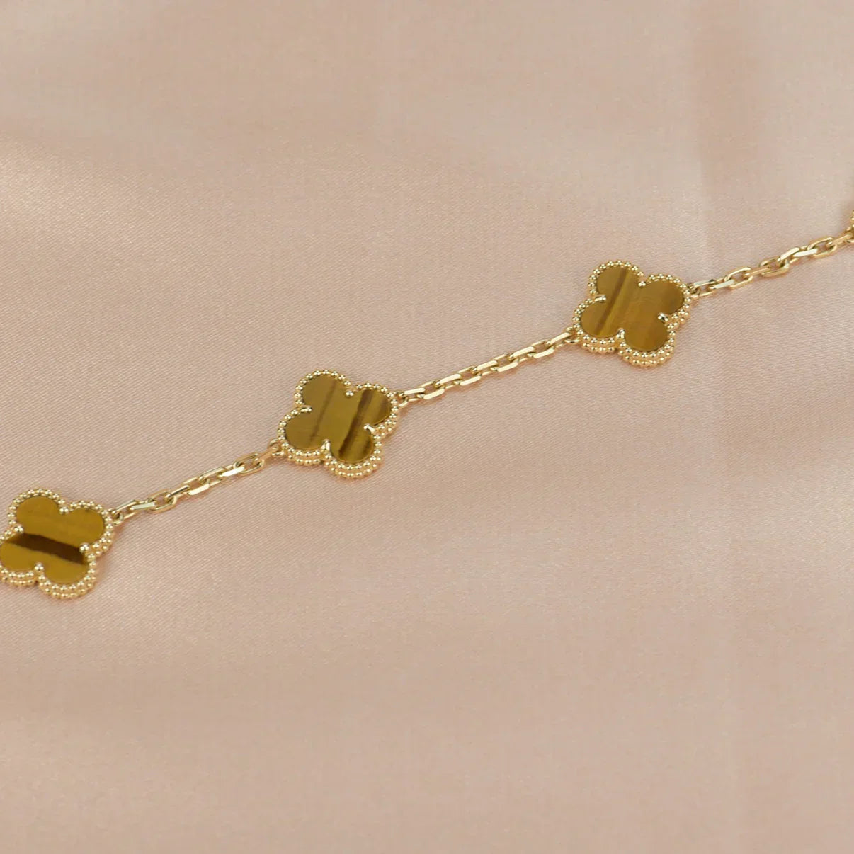 [Glow Jewelry]New  CLOVER 5 MOTIFS TIGER EYE BRACELET COLLECTION
