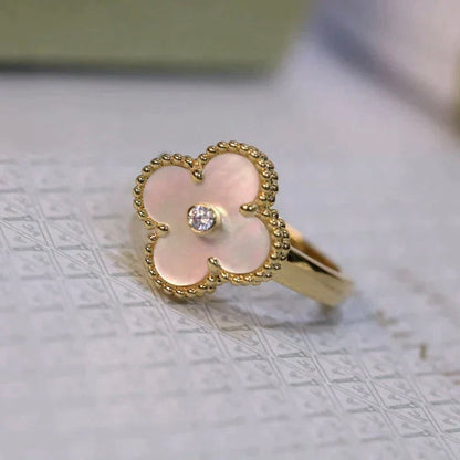 [Glow Jewelry]CLOVER PINK MOP RING GOLD DIAMOND