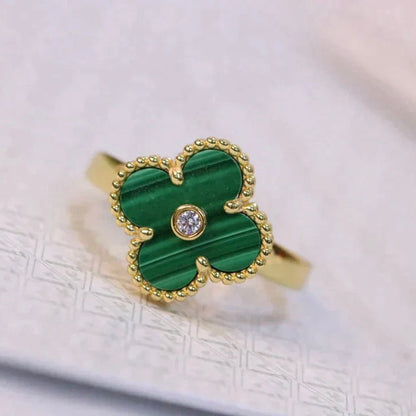 [Glow Jewelry]CLOVER MALACHITE RING GOLD DIAMOND