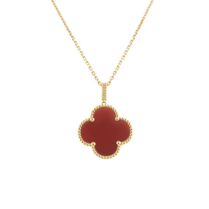 [Glow Jewelry]CLOVER 25MM NECKLACE GOLD CARNELIAN