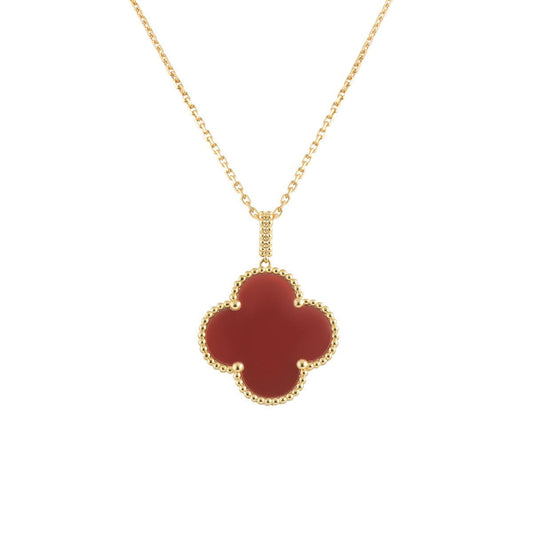 [Glow Jewelry]CLOVER 25MM NECKLACE GOLD CARNELIAN