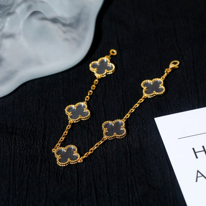 [Glow Jewelry]CLOVER 5 MOTIF ROCK CRYSTAL BRACELET