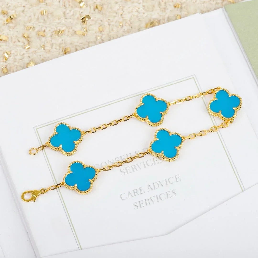 [Glow Jewelry]New  CLOVER 5 MOTIF TURQUOISE BRACELET COLLECTION
