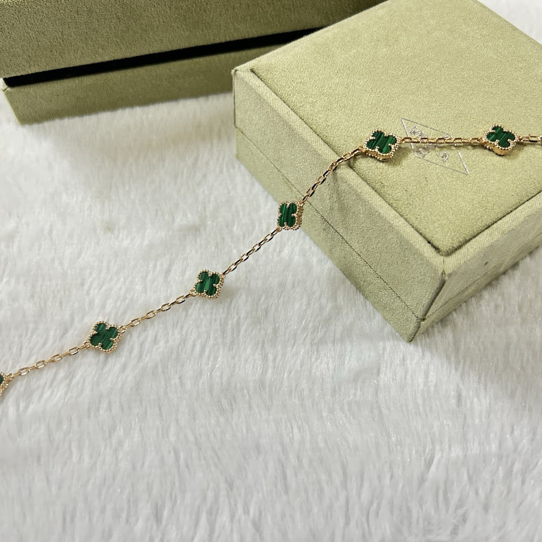 [Glow Jewelry]CLOVER 6 MOTIF MALACHITE BRACELET