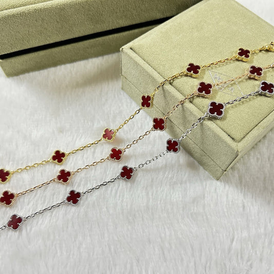 [Glow Jewelry]CLOVER 6 MOTIF RED AGATE BRACELET