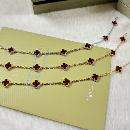 [Glow Jewelry]CLOVER 6 MOTIF RED AGATE BRACELET