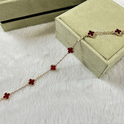 [Glow Jewelry]CLOVER 6 MOTIF RED AGATE BRACELET
