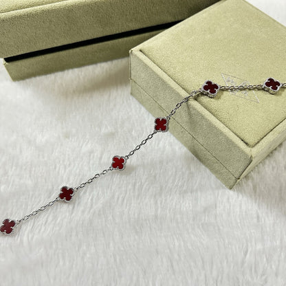 [Glow Jewelry]CLOVER 6 MOTIF RED AGATE BRACELET