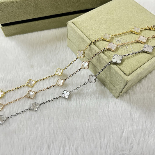 [Glow Jewelry]CLOVER 6 MOTIF WHITE MOP BRACELET