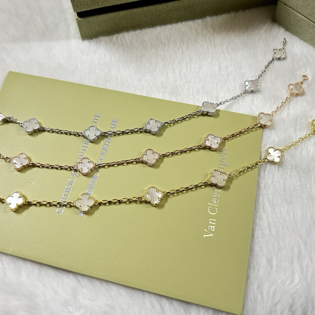 [Glow Jewelry]CLOVER 6 MOTIF WHITE MOP BRACELET