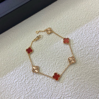 [¡®Glow Jewelry¡¯]CLOVER 6 MOTIF RED AGATE LASER BRACELET