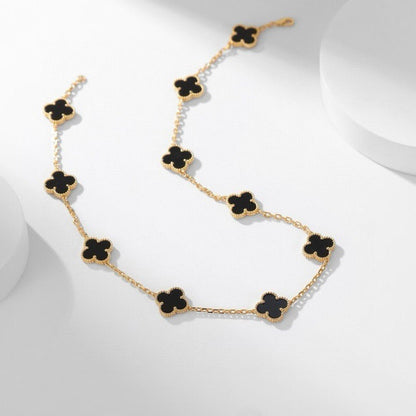 [Glow Jewelry]CLOVER 10 MOTIFS ONYX NECKLACE