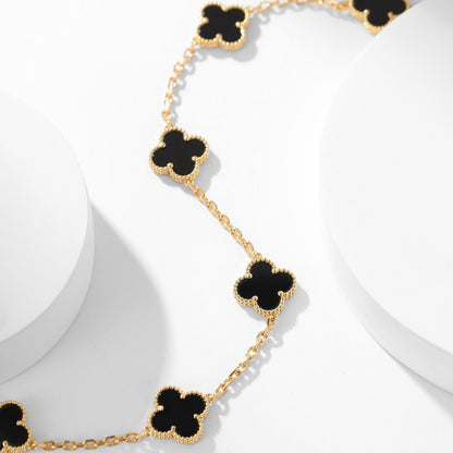 [Glow Jewelry]CLOVER 10 MOTIFS ONYX NECKLACE
