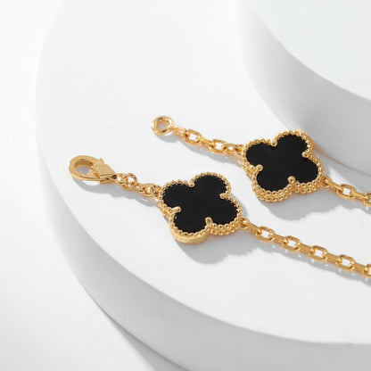 [Glow Jewelry]CLOVER 10 MOTIFS ONYX NECKLACE