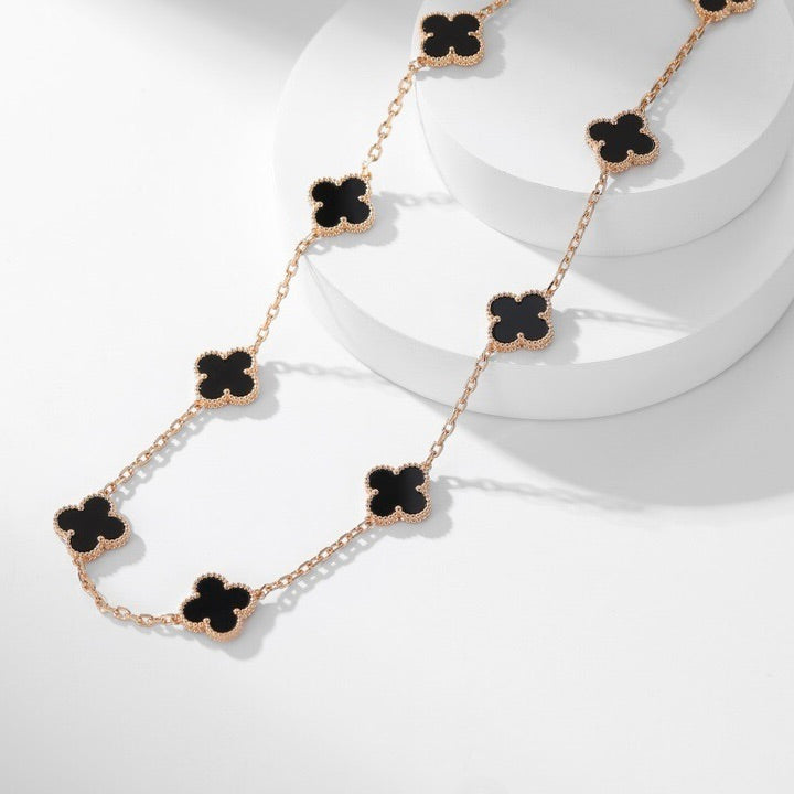 ¡®Glow Jewelry¡¯CLOVER 10 MOTIFS ONYX NECKLACE