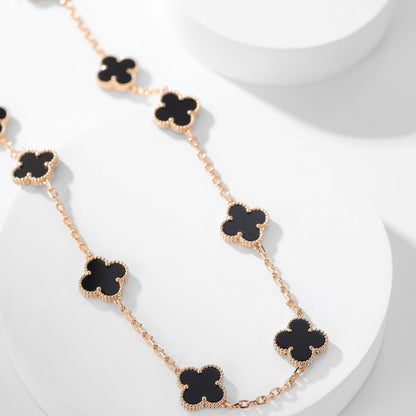 ¡®Glow Jewelry¡¯CLOVER 10 MOTIFS ONYX NECKLACE