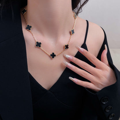 [Glow Jewelry]CLOVER 10 MOTIFS ONYX NECKLACE