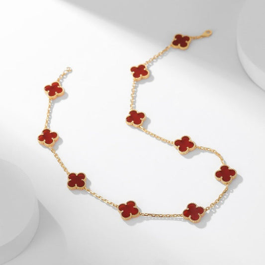 [Glow Jewelry]CLOVER 10 MOTIFS CARNELIAN NECKLACE