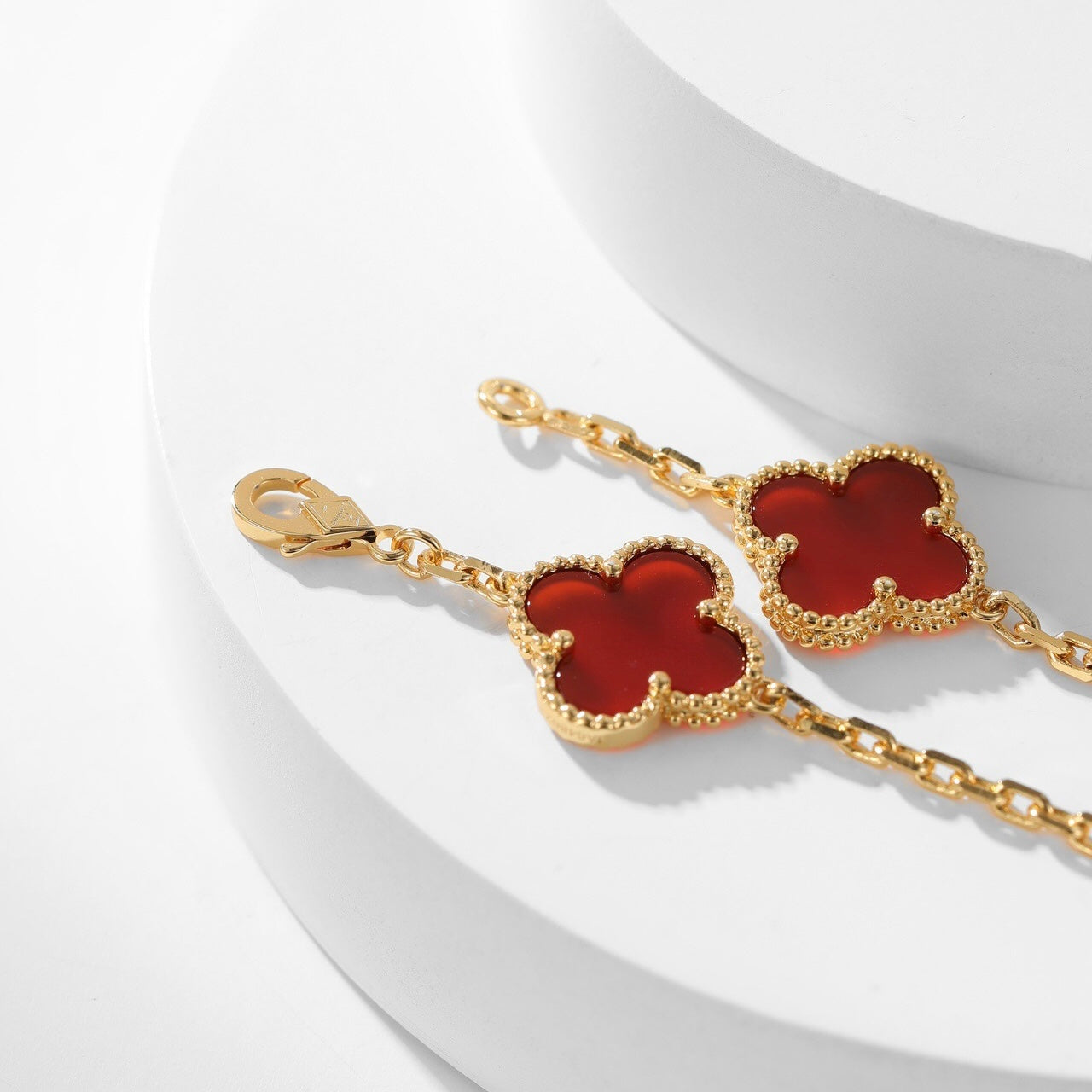 [Glow Jewelry]CLOVER 10 MOTIFS CARNELIAN NECKLACE
