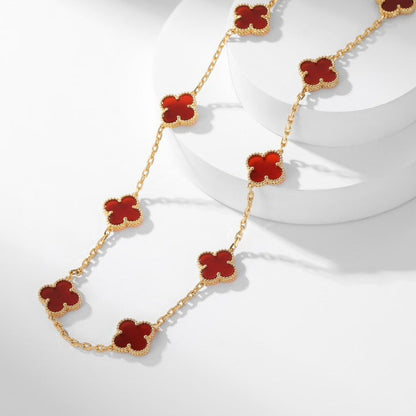 ¡®Glow Jewelry¡¯CLOVER 10 MOTIFS CARNELIAN NECKLACE