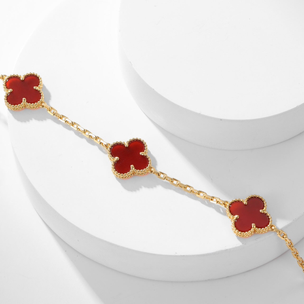 ¡®Glow Jewelry¡¯CLOVER 10 MOTIFS CARNELIAN NECKLACE