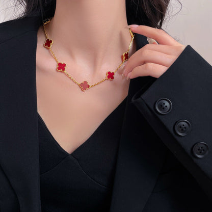 ¡®Glow Jewelry¡¯CLOVER 10 MOTIFS CARNELIAN NECKLACE