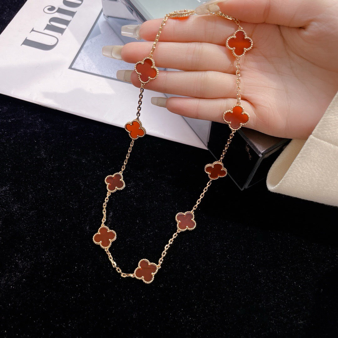 ¡®Glow Jewelry¡¯CLOVER 10 MOTIFS CARNELIAN NECKLACE