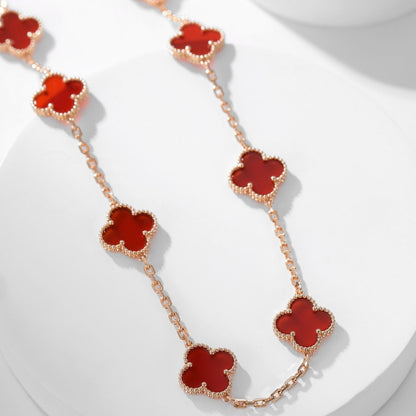 [Glow Jewelry]CLOVER 10 MOTIFS CARNELIAN NECKLACE