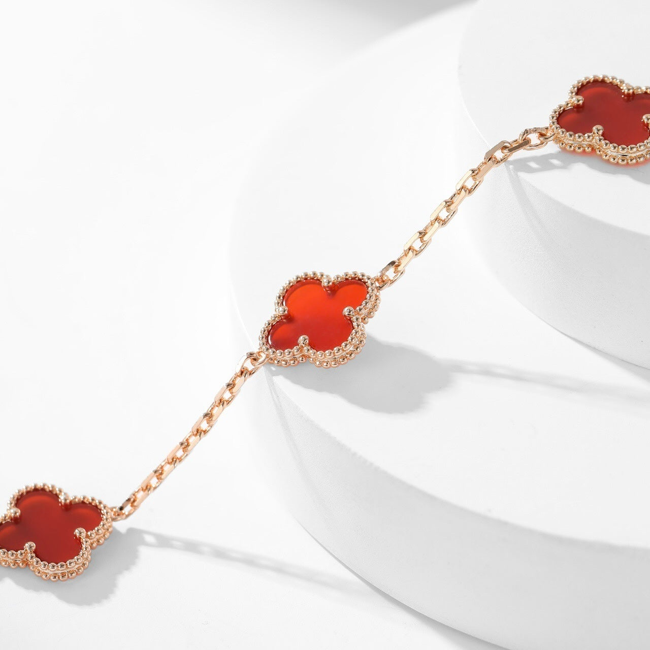 [Glow Jewelry]CLOVER 10 MOTIFS CARNELIAN NECKLACE