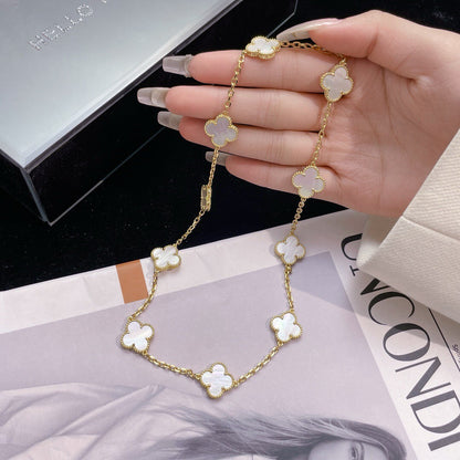 [Glow Jewelry]CLOVER 10 MOTIFS WHITE MOTHER OF PEARL NECKLACE