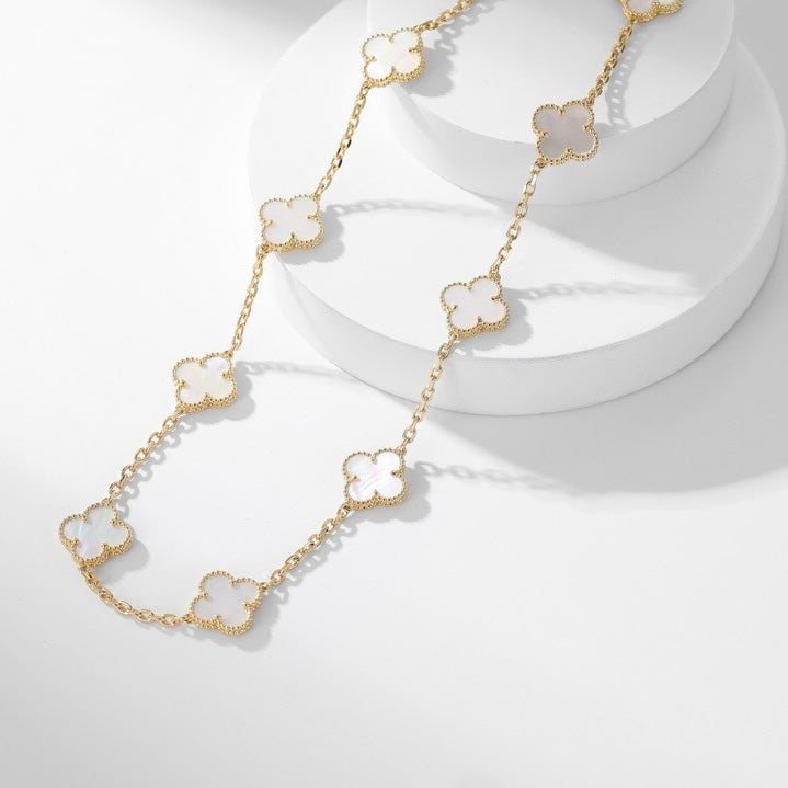 ¡®Glow Jewelry¡¯CLOVER 10 MOTIFS WHITE MOTHER OF PEARL NECKLACE