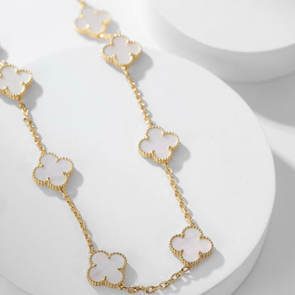 [Glow Jewelry]CLOVER 10 MOTIFS WHITE MOTHER OF PEARL NECKLACE