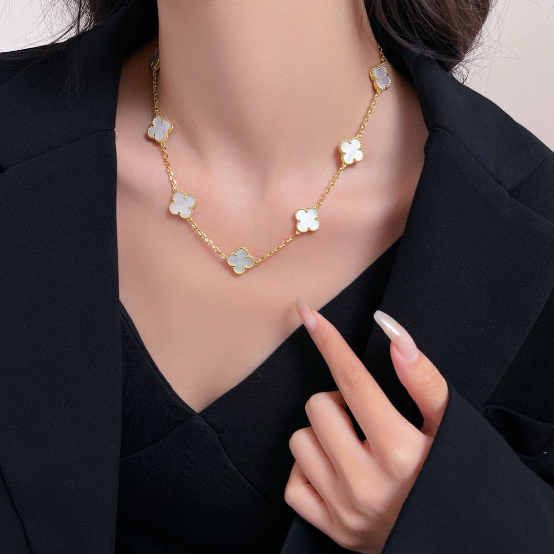 ¡®Glow Jewelry¡¯CLOVER 10 MOTIFS WHITE MOTHER OF PEARL NECKLACE