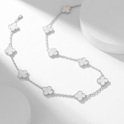 [Glow Jewelry]CLOVER 10 MOTIFS WHITE MOTHER OF PEARL NECKLACE