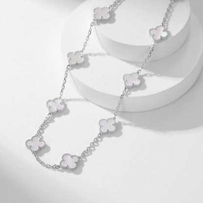 [Glow Jewelry]CLOVER 10 MOTIFS WHITE MOTHER OF PEARL NECKLACE