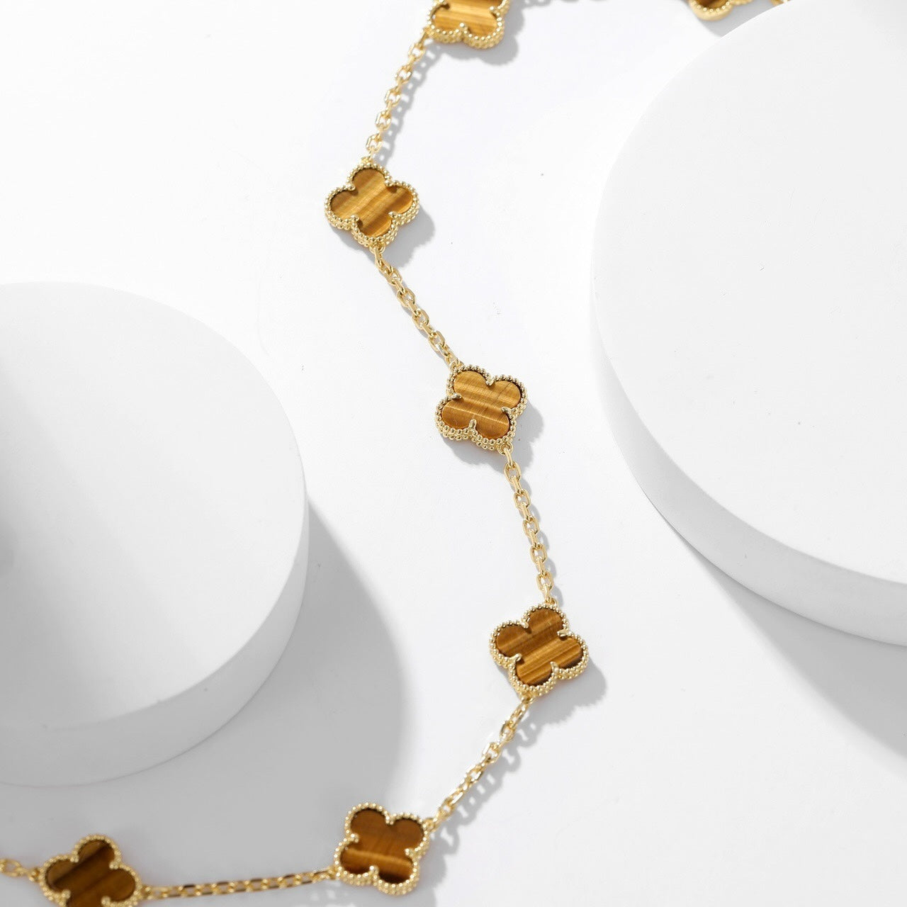 ¡®Glow Jewelry¡¯CLOVER 10 MOTIFS TIGER EYE NECKLACE