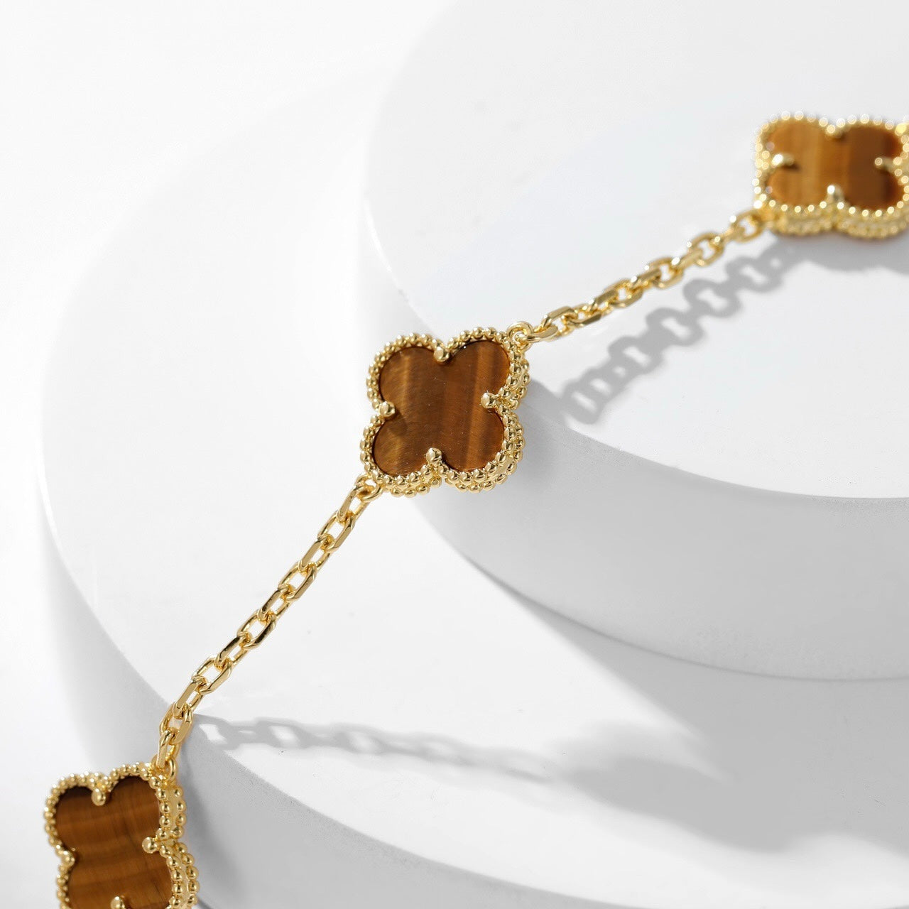 ¡®Glow Jewelry¡¯CLOVER 10 MOTIFS TIGER EYE NECKLACE