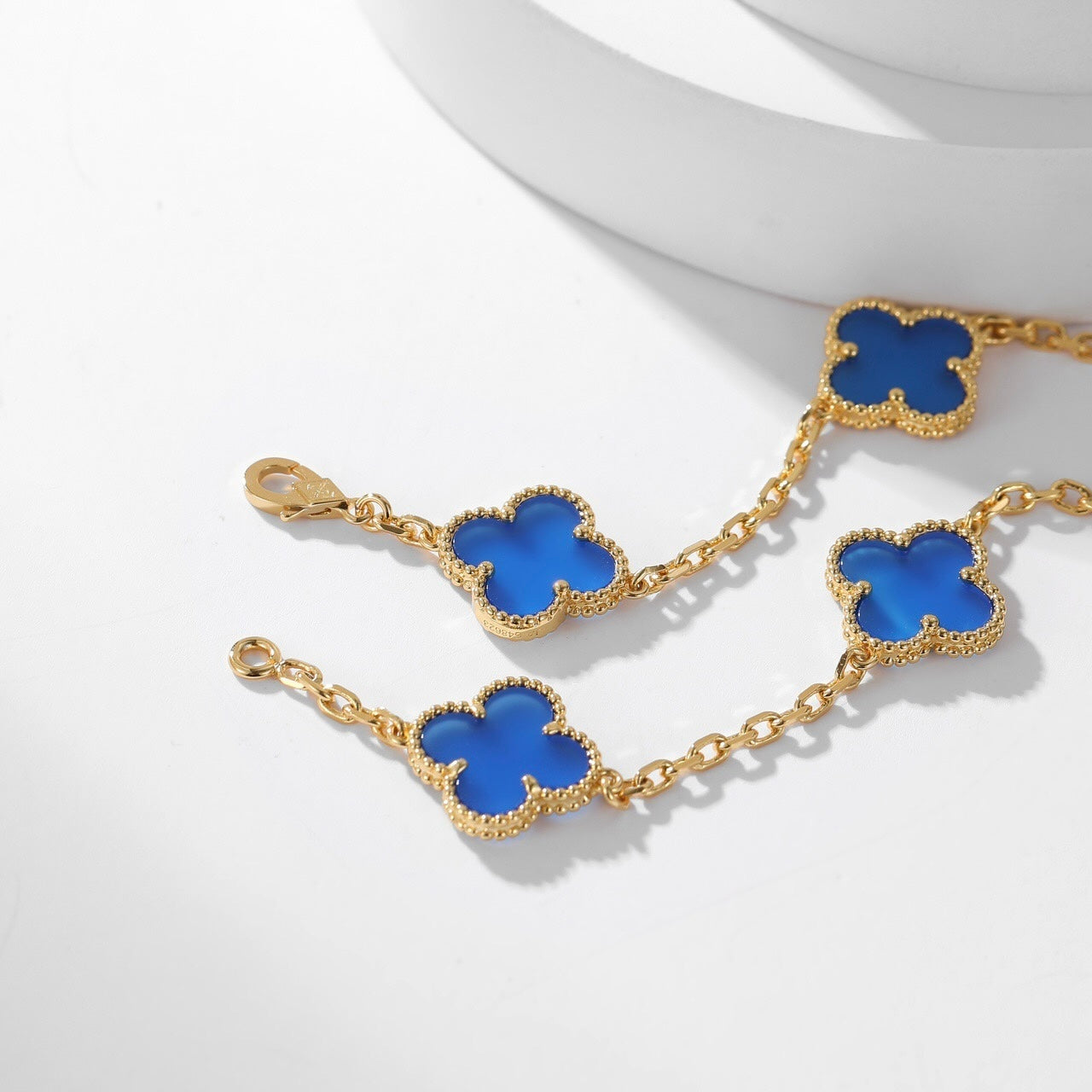 [Glow Jewelry]CLOVER 10 MOTIFS BLUE AGATE NECKLACE