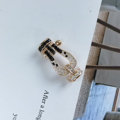 ¡®Glow Jewelry¡¯FORCE LARGE HORSESHOE BLACK WHITE DIAMOND BRACELET ROSE GOLD