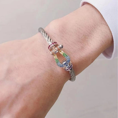¡®Glow Jewelry¡¯FORCE LARGE HORSESHOE  COLORED DIAMOND BRACELET ROSE GOLD