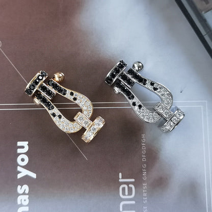 ¡®Glow Jewelry¡¯FORCE LARGE HORSESHOE BLACK WHITE DIAMOND BRACELET ROSE GOLD