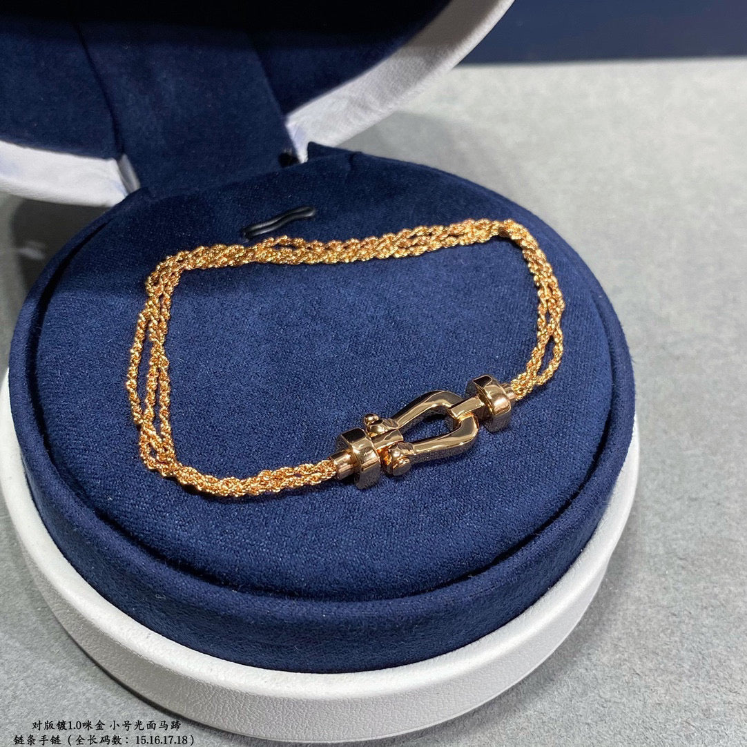 グロージュエリー「FORCE SMALL HORSESHOE」ダイヤモンドチェーンロープブレスレット