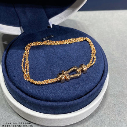 グロージュエリー「FORCE SMALL HORSESHOE」ダイヤモンドチェーンロープブレスレット