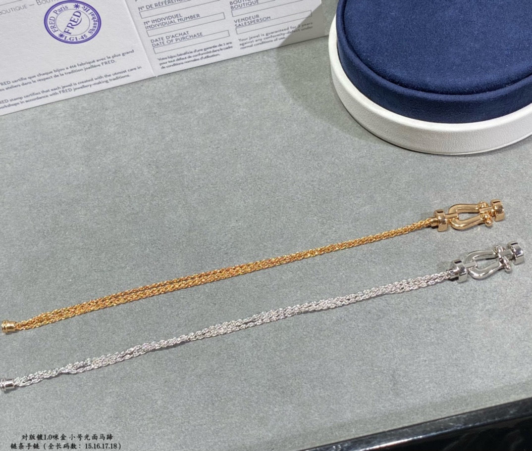 グロージュエリー「FORCE SMALL HORSESHOE」ダイヤモンドチェーンロープブレスレット