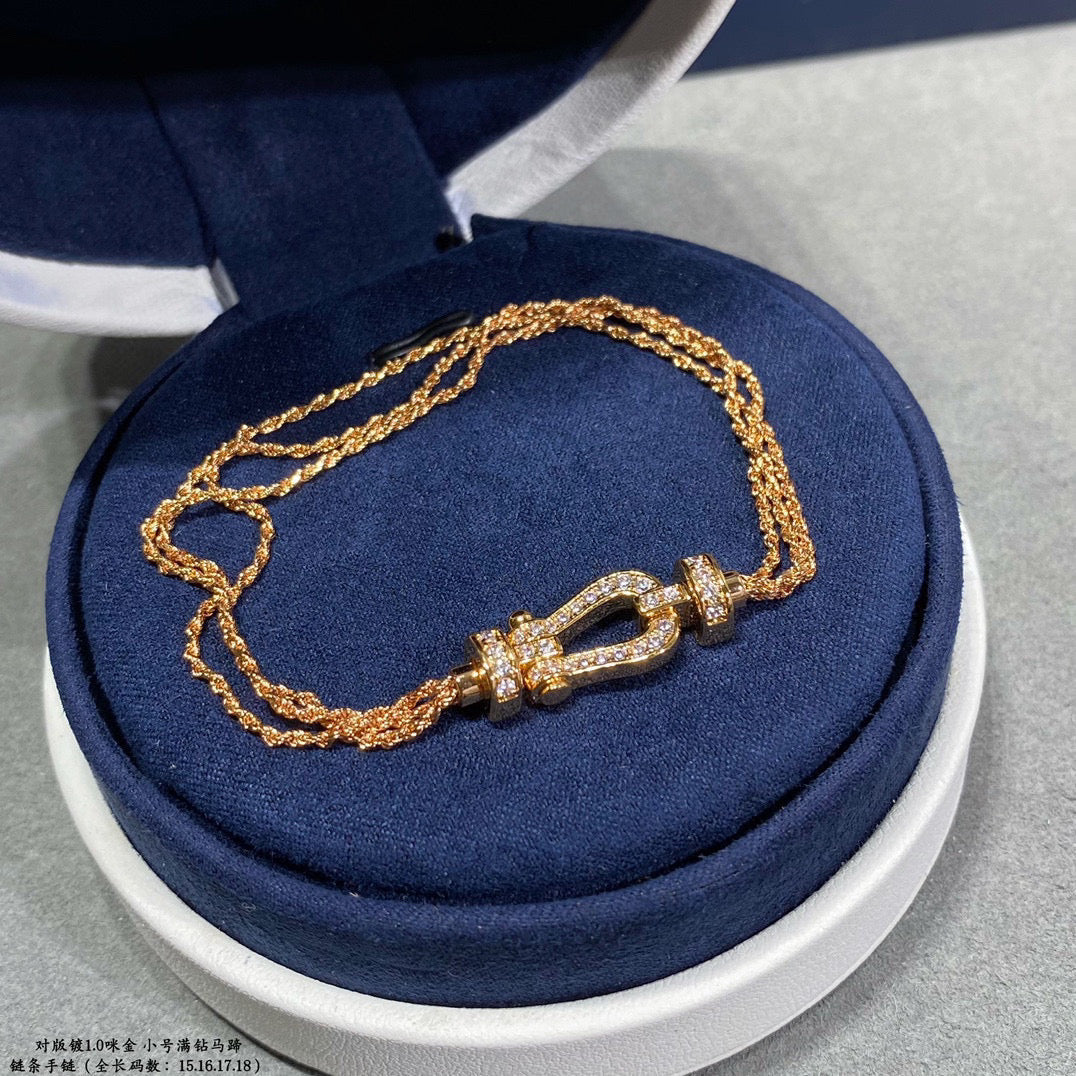 グロージュエリー「FORCE SMALL HORSESHOE」ダイヤモンドチェーンロープブレスレット