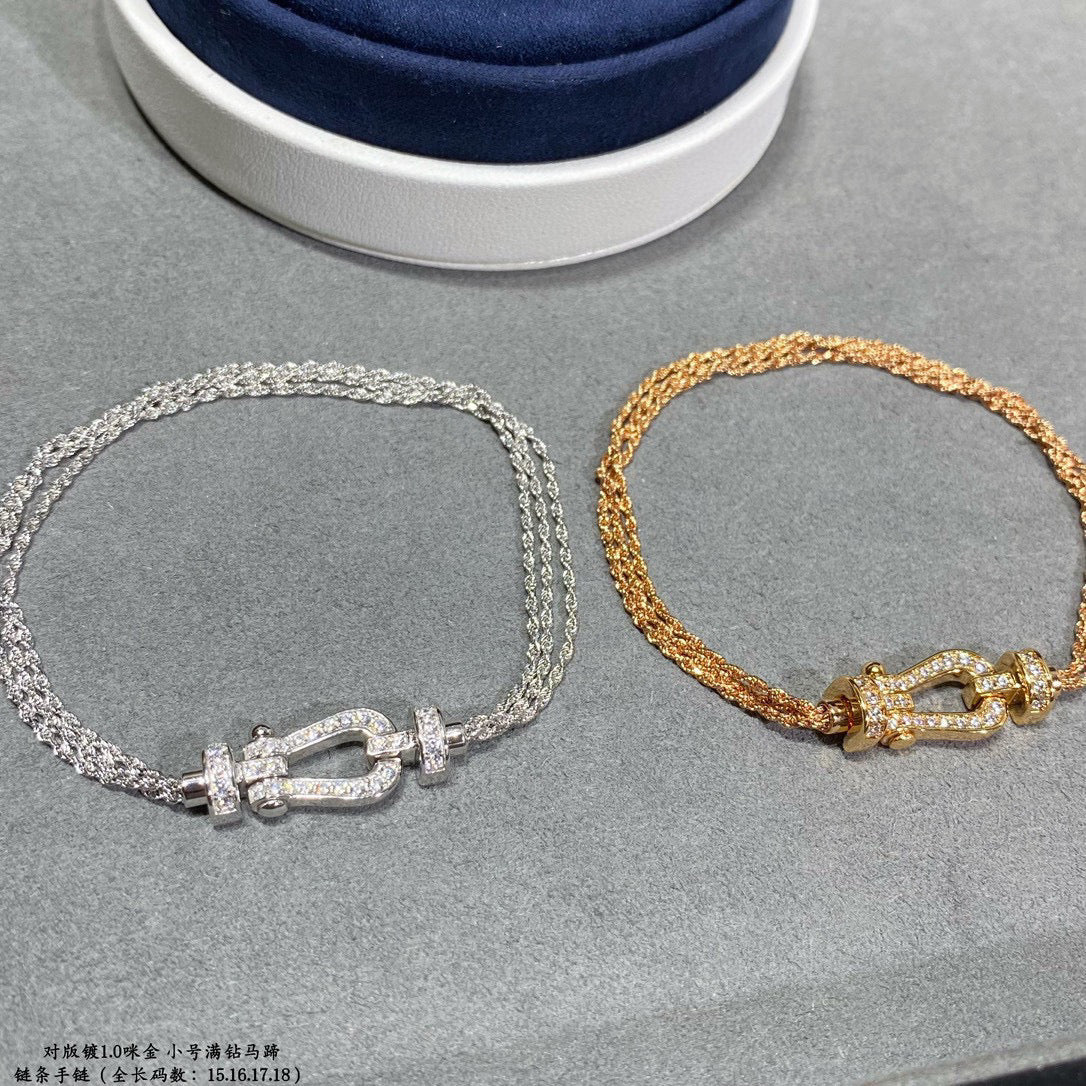 グロージュエリー「FORCE SMALL HORSESHOE」ダイヤモンドチェーンロープブレスレット