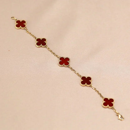 [Glow Jewelry] CLOVER 5 MOTIF RED CORNELIAN BRACELET COLLECTION