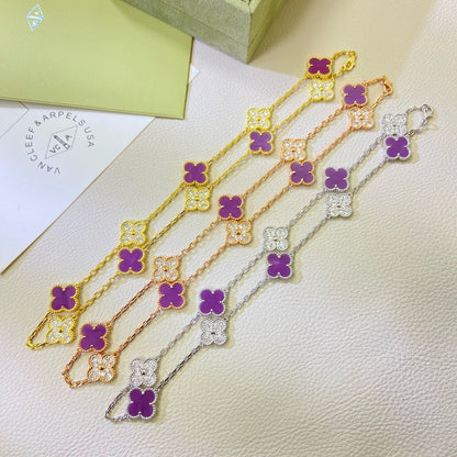 [Glow Jewelry Jewelry]CLOVER 10 MOTIFS  PURPLE VIOLET DIAMOND NECKLACE